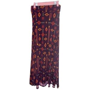 NWOT Lularoe Printed Stretch Maxi‎ Skirt Boho Geometric Purple XS